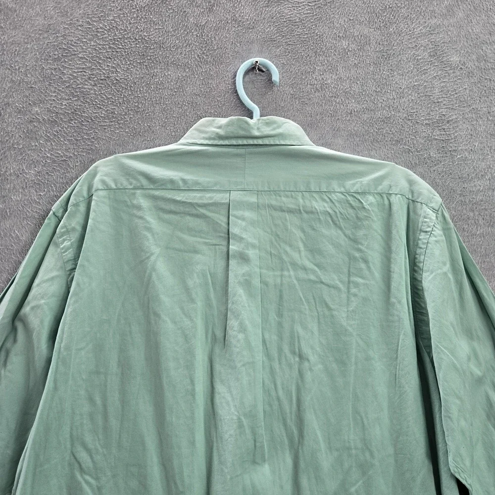 Polo Ralph Lauren Men Button Up Shirt‎ XL Green Twill Beach Long
